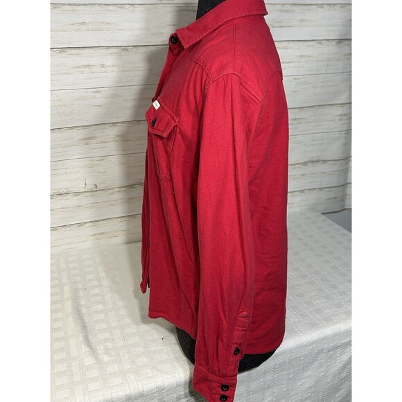 Topo Designs Solid Red Button Down Flannel Shirt Women Large Western Long Sleeve - Picture 4 of 13